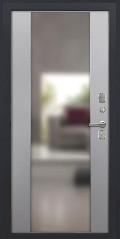 Входная дверь ДвериПРО L-43 Алиса (16мм, ПВХ софт грей, зеркало) DPRO195331 внутренняя сторона