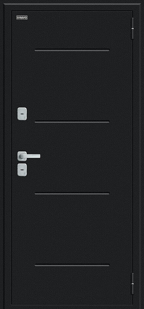 Входная дверь Thermo Лайн/BChrome Букле черное/Wenge Melinga BR6212 внешняя сторона